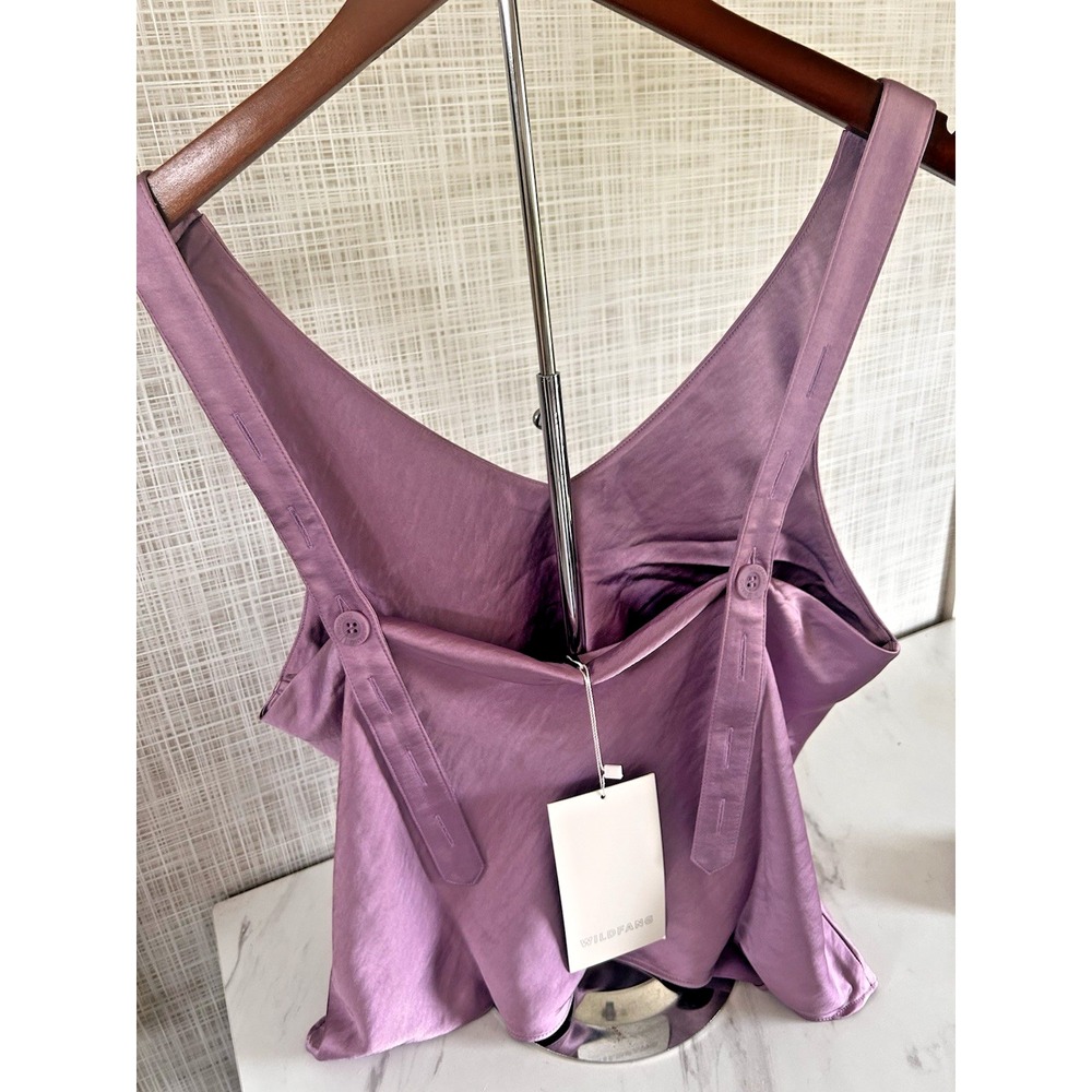 Wildfang The Empower Satin Cami Tank Large W/ Neck Tie Belt Mauve Adj Straps EEE - Picture 4 of 9